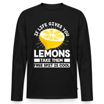 Lemon Fruit Lemonade Alcohol Lemon Juice Sour - Men's Premium Organic Long Sleeve Shirt - black - Front - Nico (187cm)