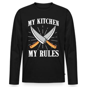 Koch Chefkoch Gourmet Kochmütze Küche Cuisine - Männer Premium Bio Langarmshirt - Schwarz - Vorne - Nico (187cm)