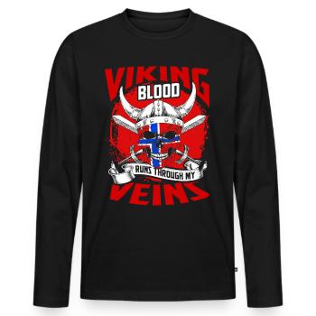 Norway Scandinavia - Men's Premium Organic Long Sleeve Shirt - black - Front - Nico (187cm)