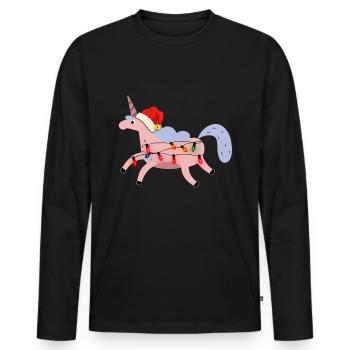 Noël laid de licorne - T-shirt manches longues Premium bio Homme - noir - Devant - Nico (187cm)