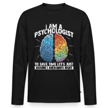 psychologist - Men's Premium Organic Long Sleeve Shirt - black - Front - Nico (187cm)