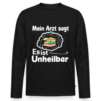 Buch - Männer Premium Bio Langarmshirt - Schwarz - Vorne - Nico (187cm)