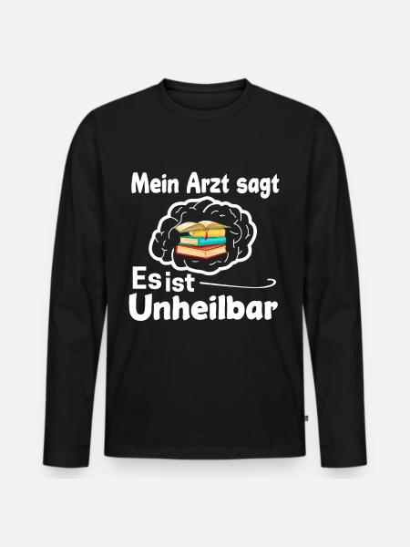Buch - Männer Premium Bio Langarmshirt - Schwarz