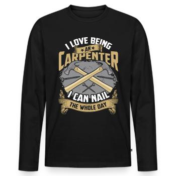 Carpenter Carpenter Nails Master Wood Work - Men's Premium Organic Long Sleeve Shirt - black - Front - Nico (187cm)