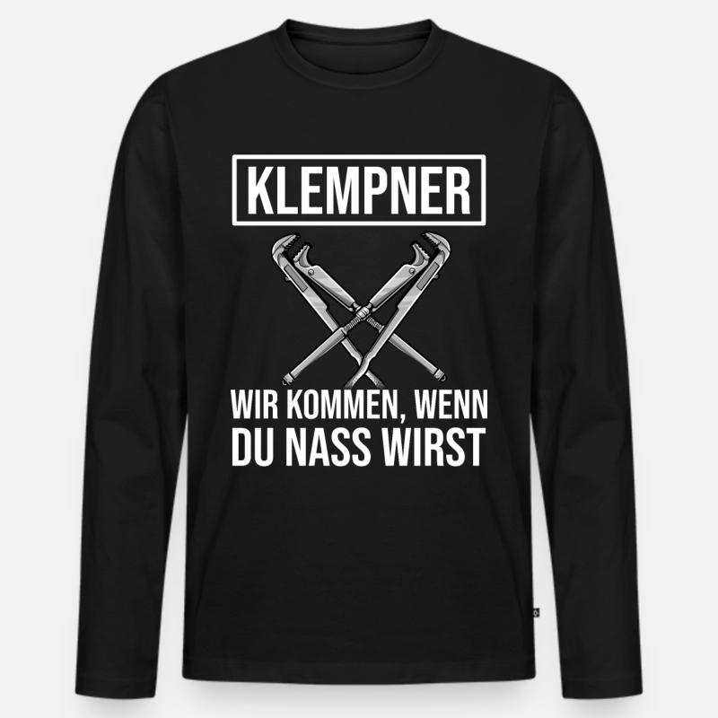 Klempner - Männer Premium Bio Langarmshirt - Schwarz