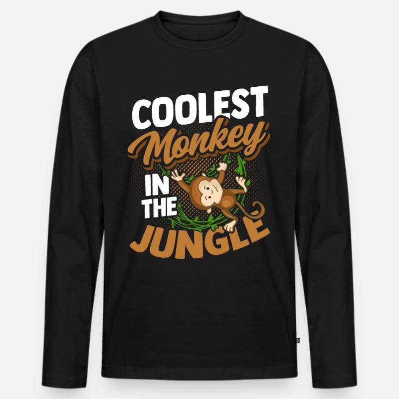 Affe - Männer Premium Bio Langarmshirt - Schwarz