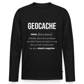 Geocache GPS Outdoor Lost place gift - Men's Premium Organic Long Sleeve Shirt - black - Front - Nico (187cm)