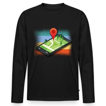 Geocache GPS Outdoor Lost place Geschenk - Männer Premium Bio Langarmshirt - Schwarz - Vorne - Nico (187cm)