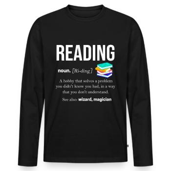 Buch - Männer Premium Bio Langarmshirt - Schwarz - Vorne - Nico (187cm)