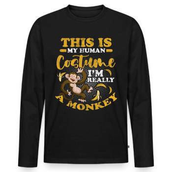 Singe costume de gorille primat monkey primat animal - T-shirt manches longues Premium bio Homme - noir - Devant - Nico (187cm)