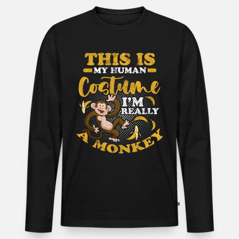 Affe Kostüm Gorilla Primat Monkey Primat Tier - Männer Premium Bio Langarmshirt - Schwarz