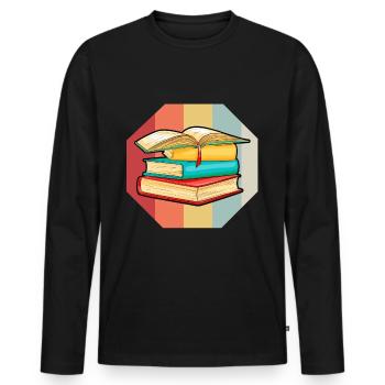 Buch - Männer Premium Bio Langarmshirt - Schwarz - Vorne - Nico (187cm)