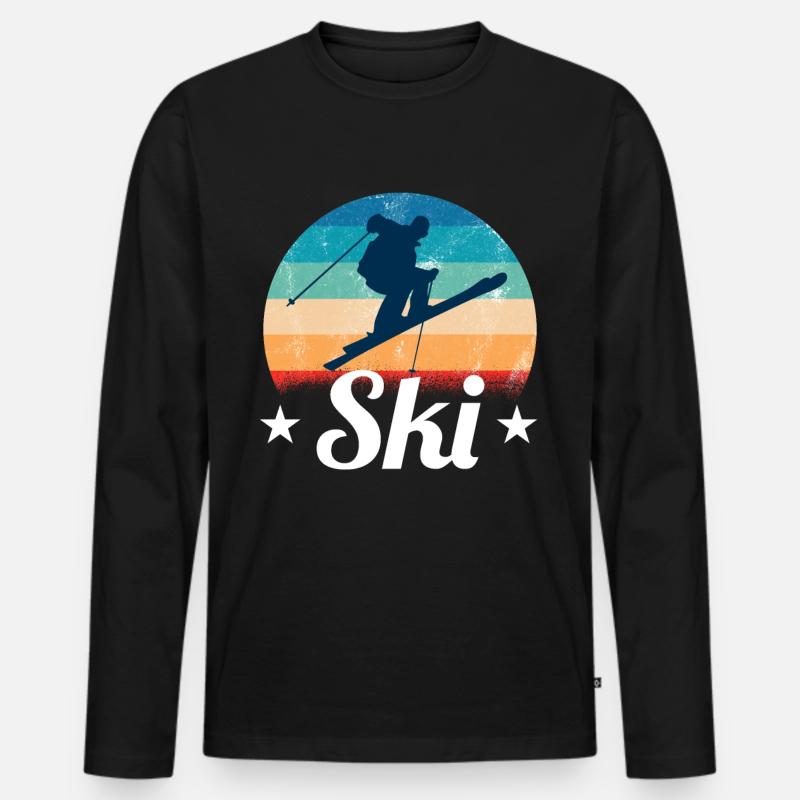 Ski - Männer Premium Bio Langarmshirt - Schwarz
