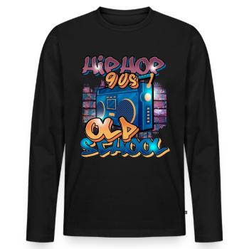 hip hop - Men's Premium Organic Long Sleeve Shirt - black - Front - Nico (187cm)
