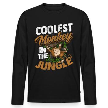 Singe singe gorille primate primate des animaux laque - T-shirt manches longues Premium bio Homme - noir - Devant - Nico (187cm)