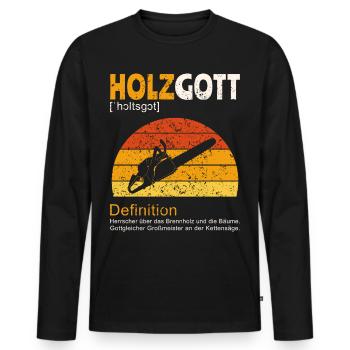 Bûcheron Dictons amusants Bois - T-shirt manches longues Premium bio Homme - noir - Devant - Nico (187cm)