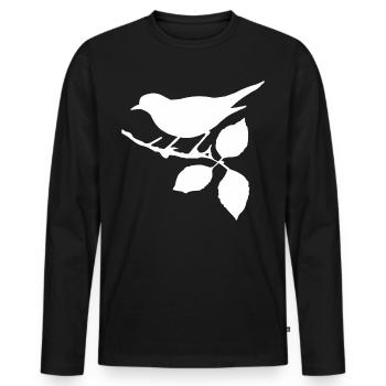 Bird Thrush Sparrow Buzzard Raven Falcon Blackbird - Men's Premium Organic Long Sleeve Shirt - black - Front - Nico (187cm)
