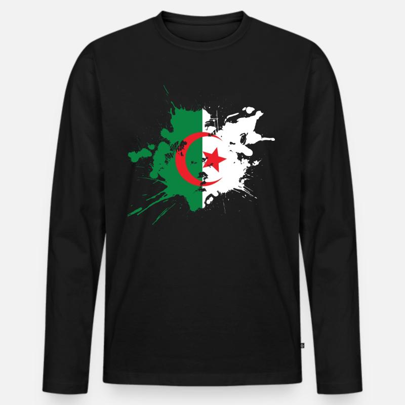 Algerien - Männer Premium Bio Langarmshirt - Schwarz