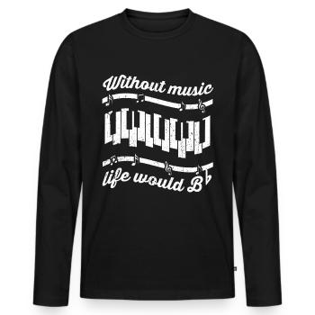 Piano Piano Piano Piano Digital Piano Music Gift - Men's Premium Organic Long Sleeve Shirt - black - Front - Nico (187cm)