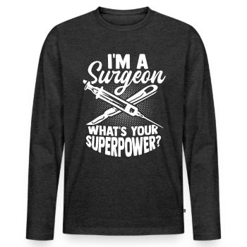 surgeon - Men's Premium Organic Long Sleeve Shirt - heather anthracite - Front - Nico (187cm)