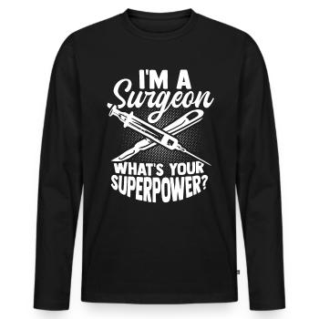 surgeon - Men's Premium Organic Long Sleeve Shirt - black - Front - Nico (187cm)