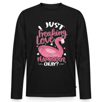 Flamingo - T-shirt manches longues Premium bio Homme - noir - Devant - Nico (187cm)