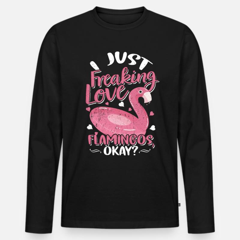 Flamingo - Männer Premium Bio Langarmshirt - Schwarz