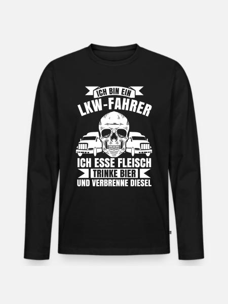 LKW Fahrer - Männer Premium Bio Langarmshirt - Schwarz