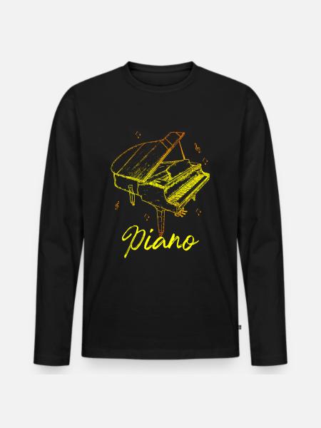 piano - Men's Premium Organic Long Sleeve Shirt - black