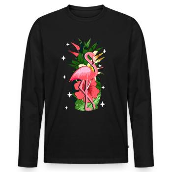 Flamingo Rosa - Männer Premium Bio Langarmshirt - Schwarz - Vorne - Nico (187cm)