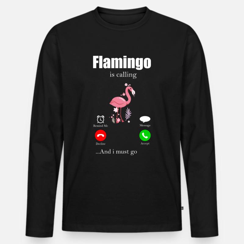 Flamingo - Männer Premium Bio Langarmshirt - Schwarz