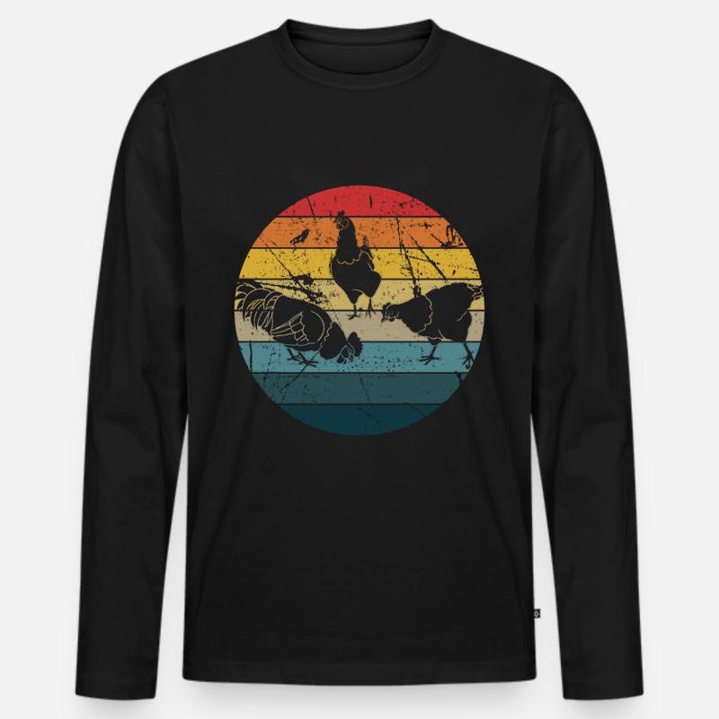 Huhn - Männer Premium Bio Langarmshirt - Schwarz