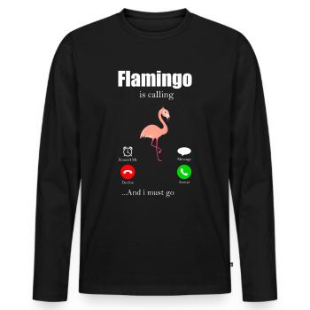 Flamingo - T-shirt manches longues Premium bio Homme - noir - Devant - Nico (187cm)