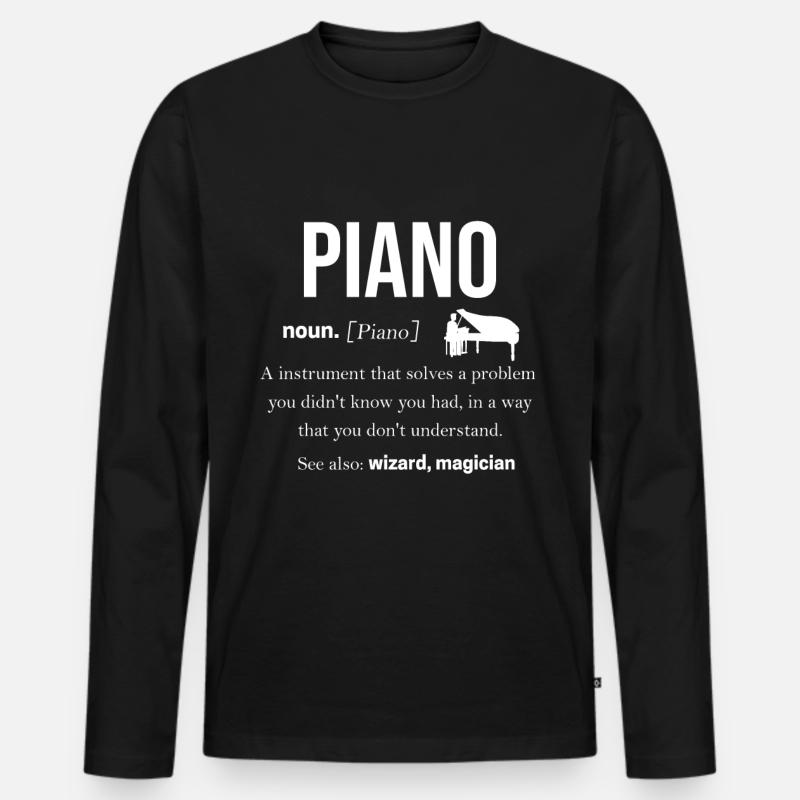 Piano - Männer Premium Bio Langarmshirt - Schwarz