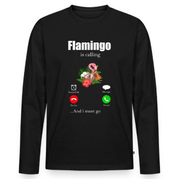 Flamingo - T-shirt manches longues Premium bio Homme - noir - Devant - Nico (187cm)