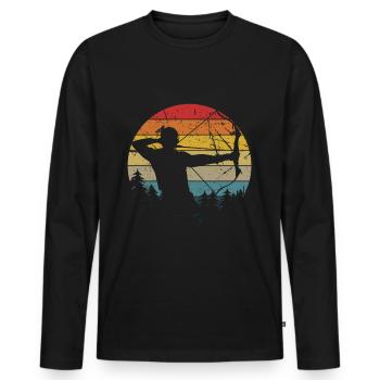 Tir à l’arc Tshirt Arc arc Archery - T-shirt manches longues Premium bio Homme - noir - Devant - Nico (187cm)