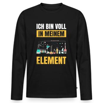 Chemie Tshirt Neutron Atom Molekül Lehrer Alchemie - Männer Premium Bio Langarmshirt - Schwarz - Vorne - Nico (187cm)