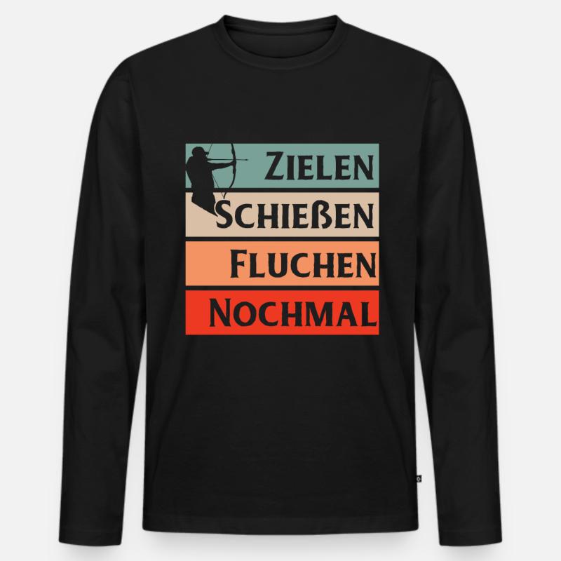 Bogenschießen Bogenschütze Geschenk Pfeil Bogen - Männer Premium Bio Langarmshirt - Schwarz