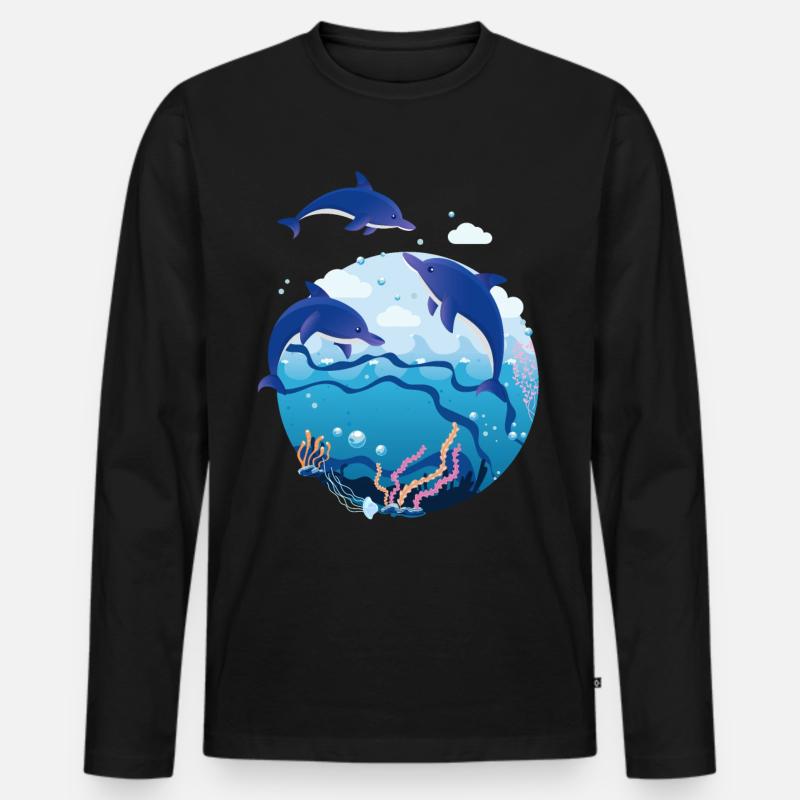 Delfin - Männer Premium Bio Langarmshirt - Schwarz