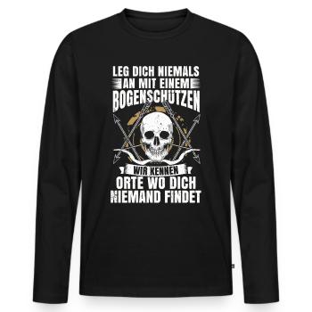 Bogenschießen - Männer Premium Bio Langarmshirt - Schwarz - Vorne - Nico (187cm)