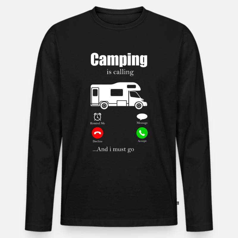 Camping - Männer Premium Bio Langarmshirt - Schwarz