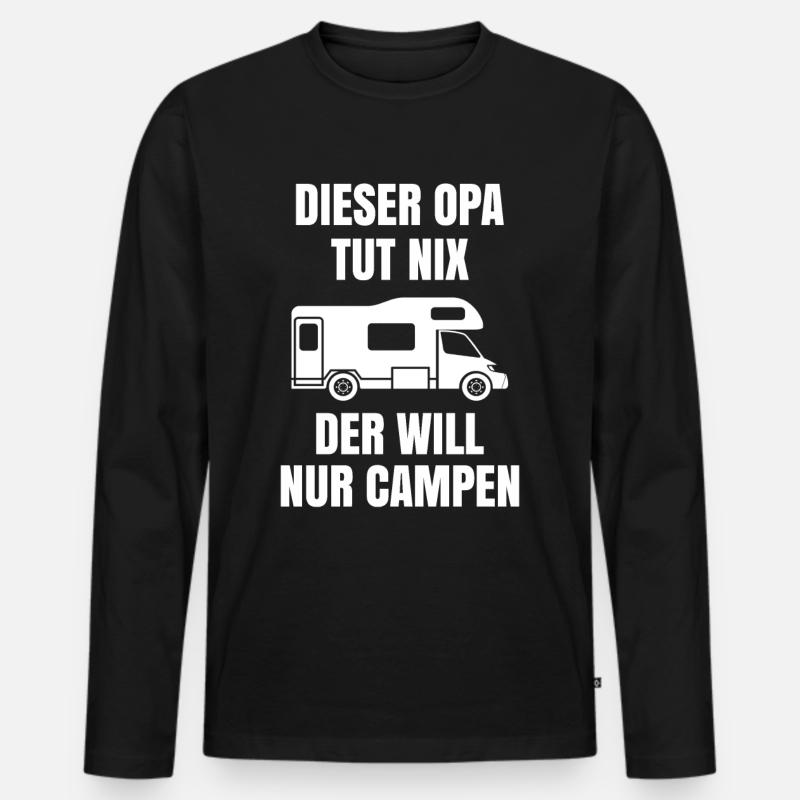 Camping - Männer Premium Bio Langarmshirt - Schwarz