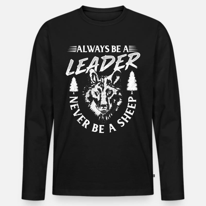 Wolf - Männer Premium Bio Langarmshirt - Schwarz