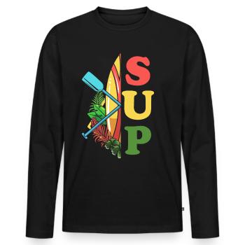 Stand Up Paddle - Men's Premium Organic Long Sleeve Shirt - black - Front - Nico (187cm)