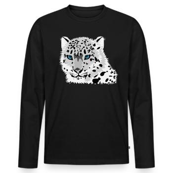 snow leopard - Men's Premium Organic Long Sleeve Shirt - black - Front - Nico (187cm)