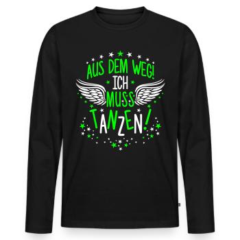 Aus dem Weg ich muss tanzen Dancing Party Wings - Männer Premium Bio Langarmshirt - Schwarz - Vorne - Nico (187cm)