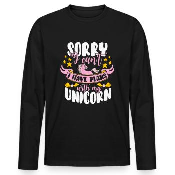 Sorry I Can not Plan With My Unicorn - Men's Premium Organic Long Sleeve Shirt - black - Front - Nico (187cm)