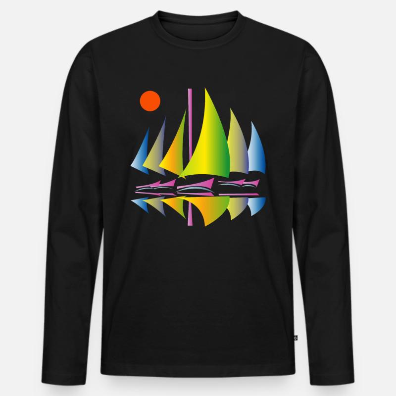 Segelboote - Männer Premium Bio Langarmshirt - Schwarz