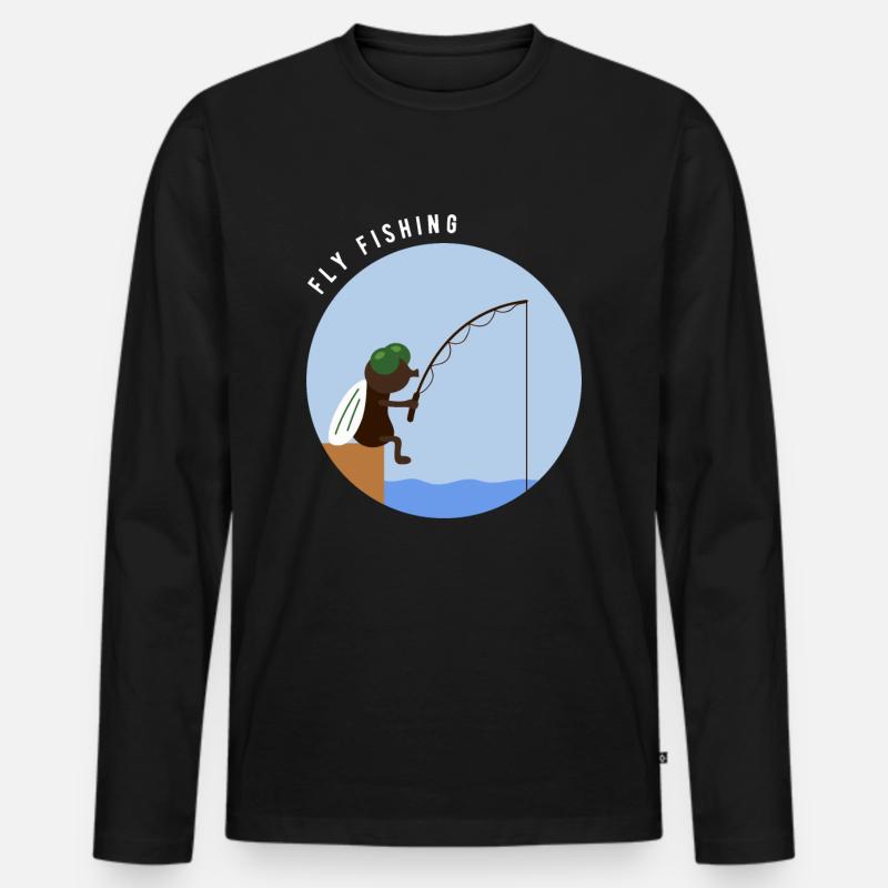 Lustiges Fliegenfischen Flugangeln Angler Geschenk - Männer Premium Bio Langarmshirt - Schwarz