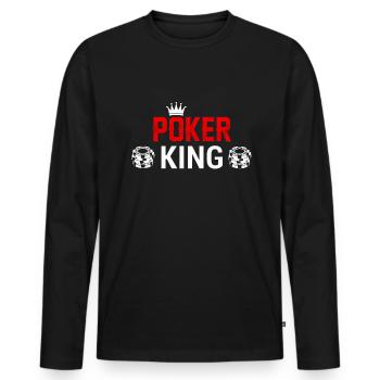 Poker King Poker Jeu de cartes King - T-shirt manches longues Premium bio Homme - noir - Devant - Nico (187cm)